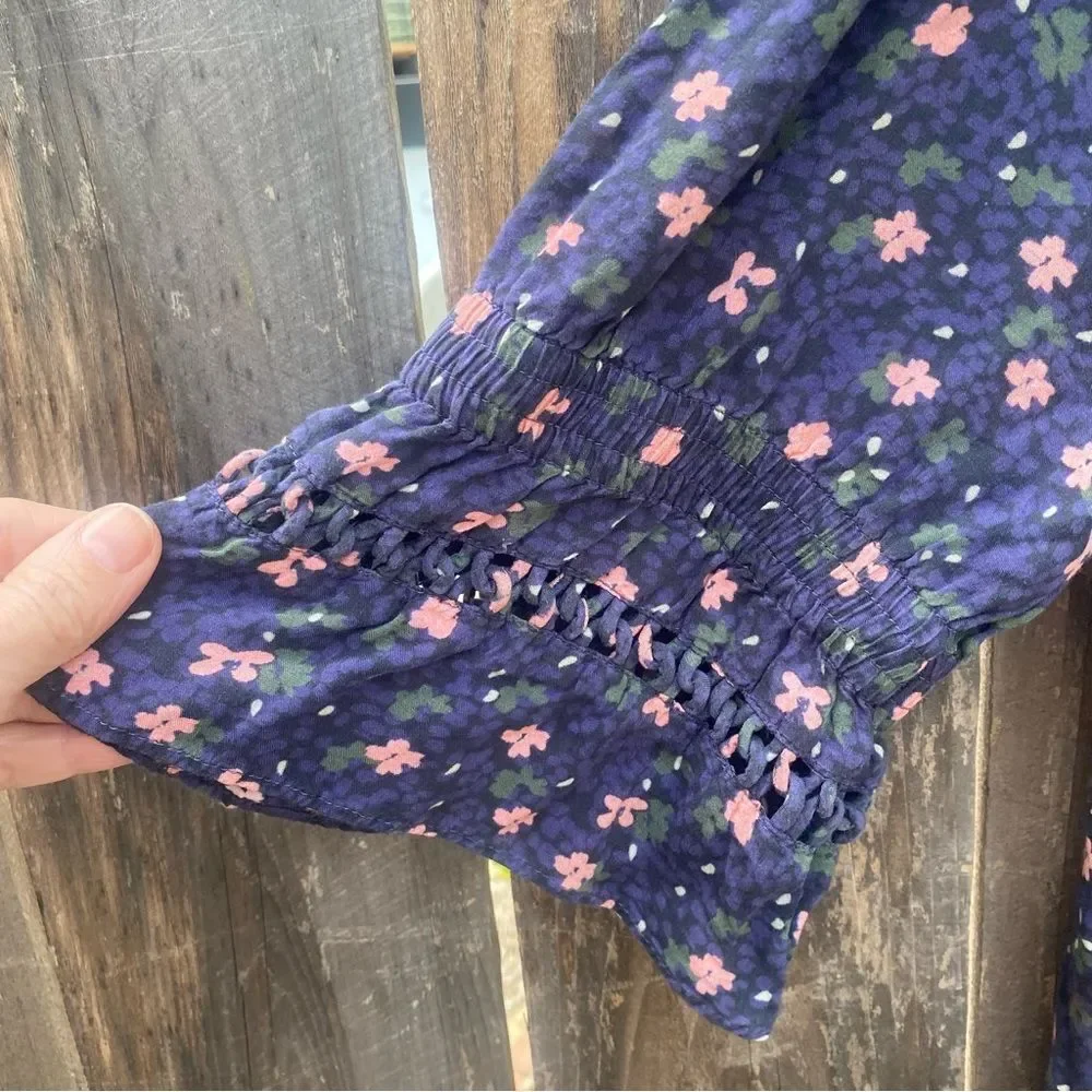 Apiece Apart Navy Floral Midi Dress size 0